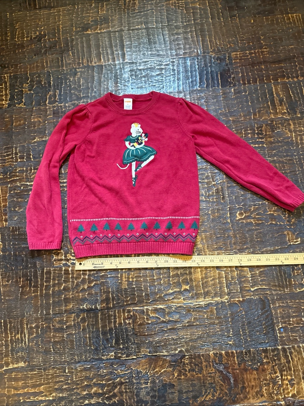 Gymboree Intarsia Christmas Ballerina Cat Mouse Nutcracker Holiday Sweater